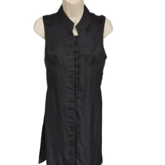 Tops Black Asian Silky Knot Buttons Vest Dress Poshmark